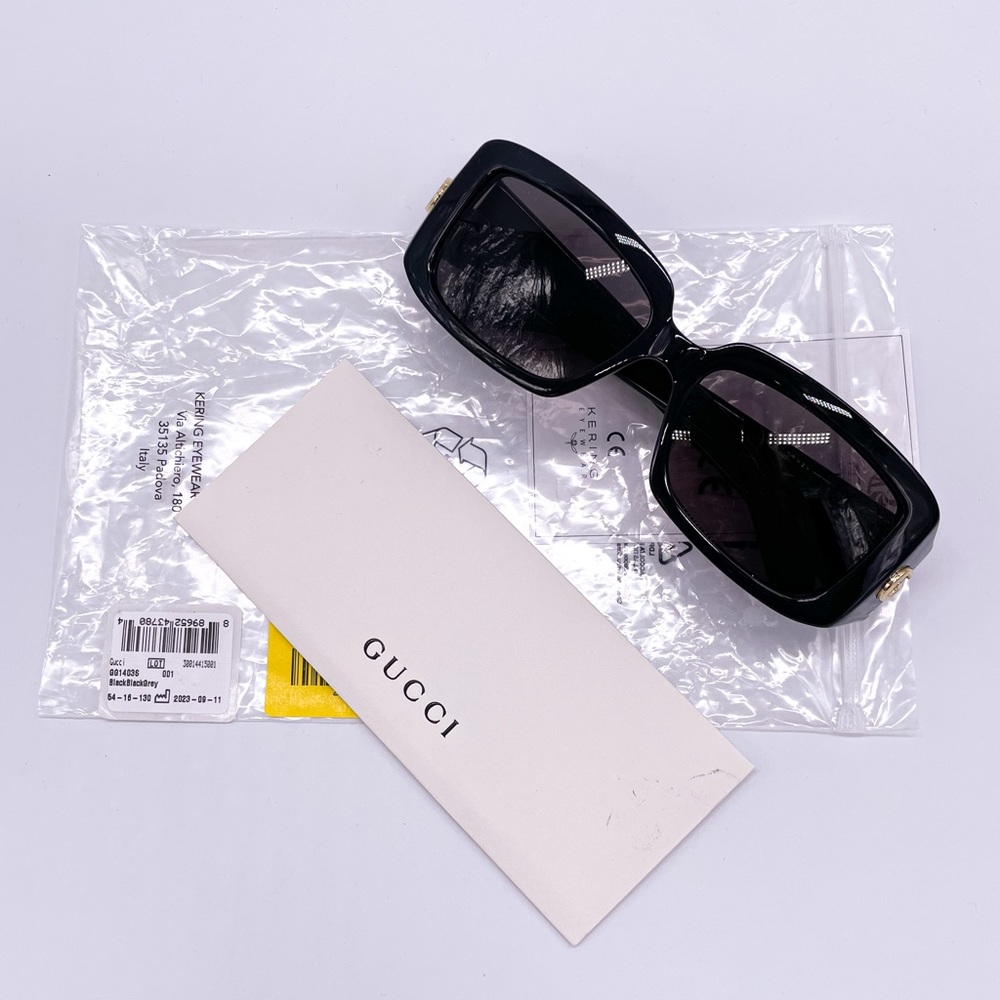 NEW GUCCI GG1403S 001 BLACK UNISEX SQUARE SUNGLASSES - Picture 9 of 11